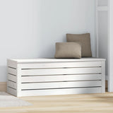 Storage Box White 89x36.5x33 cm Solid Wood Pine - Side View