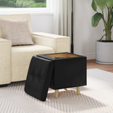 Storage Ottoman with Cushion Black 40 x 40 x 45 cm Faux leather - Top-Down View