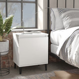 Bed Cabinet with Metal Legs White 40x30x50 cm - Front View