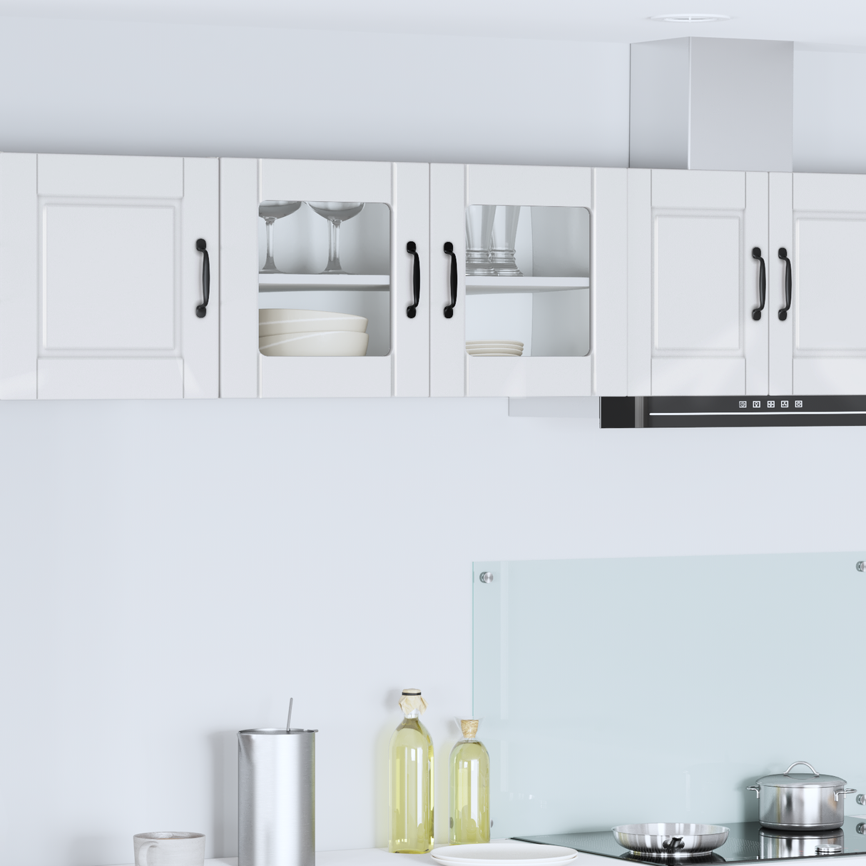 Wall Glass Cabinet PORTO High Gloss White 80 x 31 x 40 cm