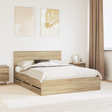 Bed Frame with Drawer Sonoma Oak 150 x 200 cm Engineered Wood