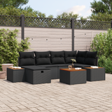 Garden Sofa Set 7 pcs Black 55 x 62 x 69 cm Poly rattan - Front View