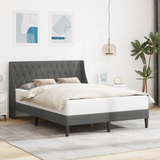 Bed Frame with Headboard Dark Grey 137 x 190 cm Velvet - Front View