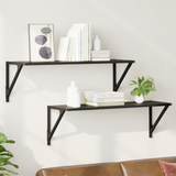 Wall Shelves 2 pcs Black Oak 80 x 25 x 25,5 cm Engineered Wood - Side View