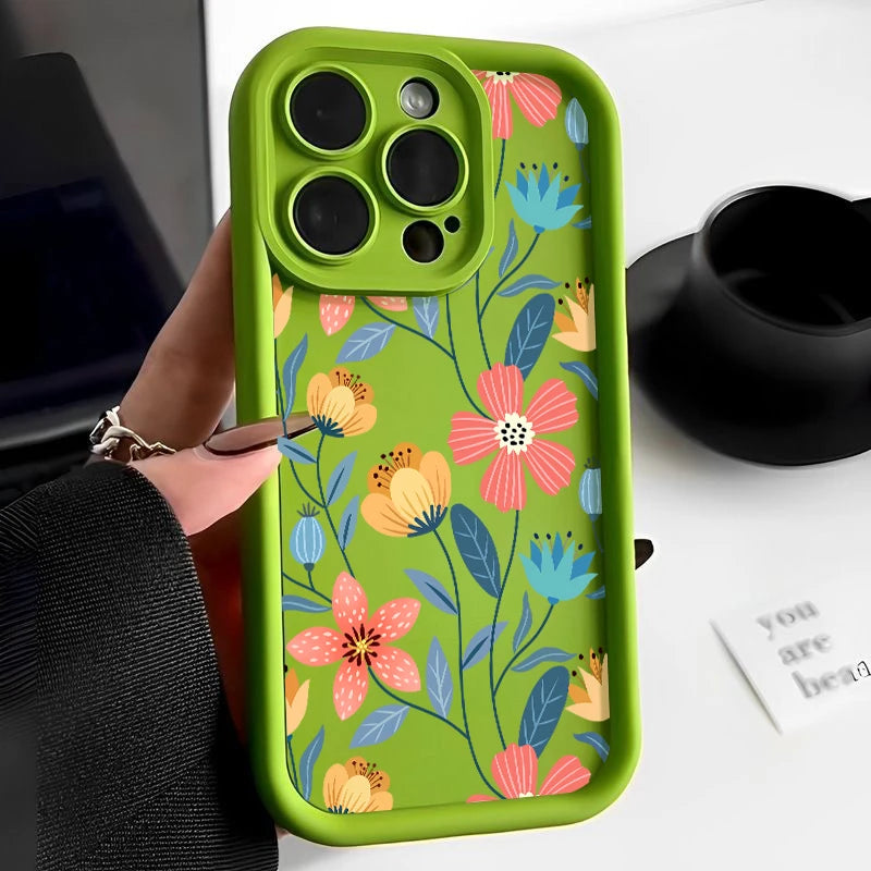 Colorful Flowers Silicone Case For iPhone 15 16 Pro Max 14 13 12 11 Pro Max 7 8 XR XS 16e Shockproof Bumper Soft TPU Phone Cover