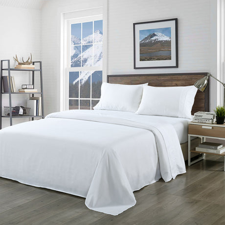 Royal Comfort Blended Bamboo Sheet Set White - Double-1951134847821025280