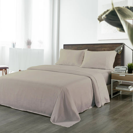 Royal Comfort Blended Bamboo Sheet Set Warm Grey - Queen-1951134848815075328
