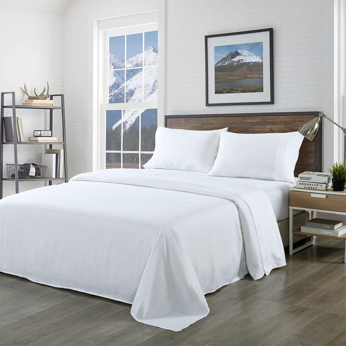 Royal Comfort Blended Bamboo Sheet Set White - King-1951134849012207616