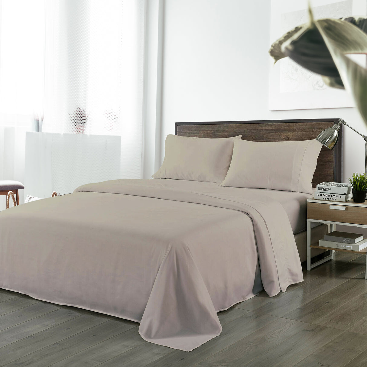 Royal Comfort Blended Bamboo Sheet Set Warm Grey - King-1951134849423249408