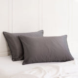 MULBERRY SILK PILLOW CASE TWIN PACK - SIZE: 51X76CM - CHARCOAL - Top-Down View
