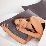 MULBERRY SILK PILLOW CASE TWIN PACK - SIZE: 51X76CM - CHARCOAL - Front View