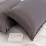 MULBERRY SILK PILLOW CASE TWIN PACK - SIZE: 51X76CM - CHARCOAL - Side View