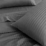 KENSINGTON 1200TC COTTON SHEET SET IN STRIPE-DOUBLE - CHARCOAL - Side View