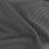 KENSINGTON 1200TC COTTON SHEET SET IN STRIPE-DOUBLE - CHARCOAL - Rear View