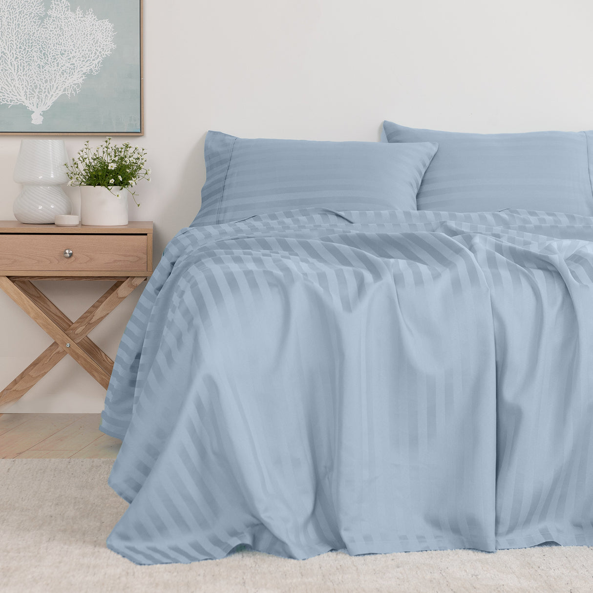 KENSINGTON 1200TC COTTON SHEET SET IN STRIPE-DOUBLE - CHAMBRAY(BLUE)-1951134850039812097