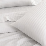 KENSINGTON 1200TC COTTON SHEET SET IN STRIPE-QUEEN - WHITE - Side View