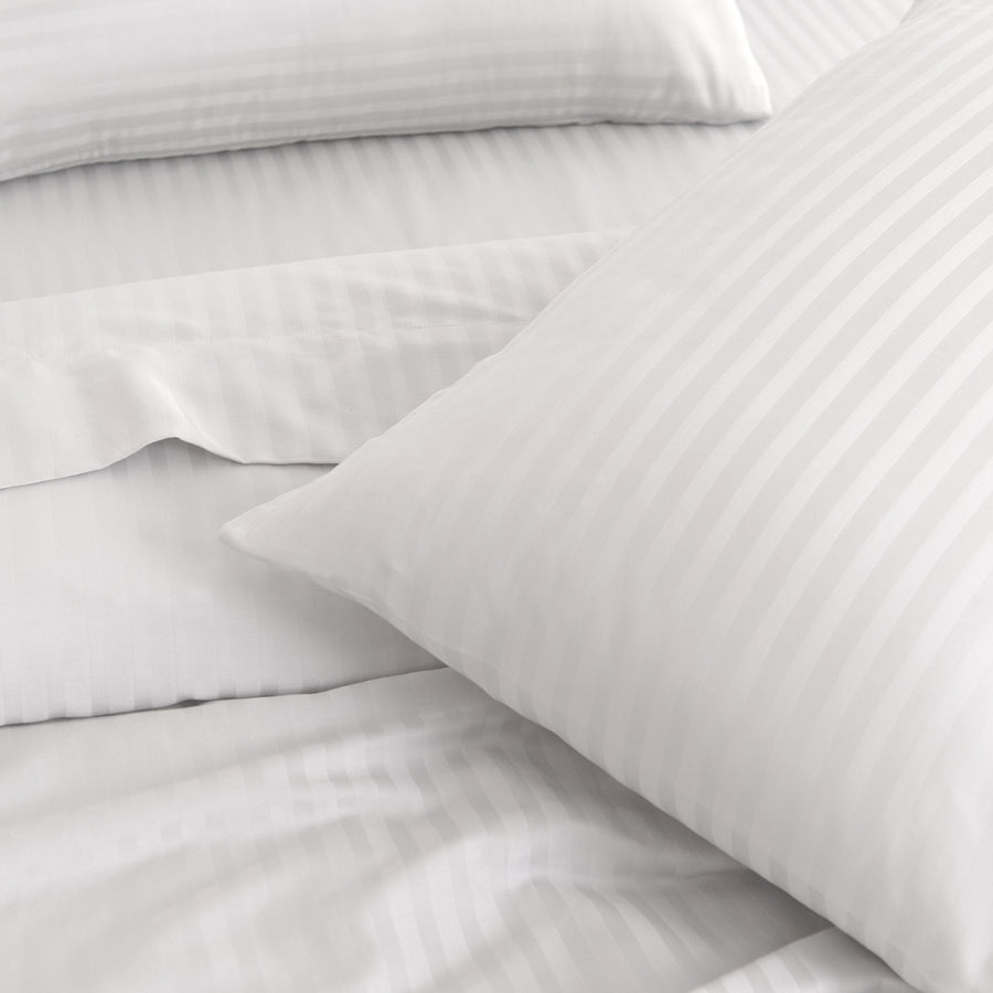KENSINGTON 1200TC COTTON SHEET SET IN STRIPE-QUEEN - WHITE-1951134850245332995