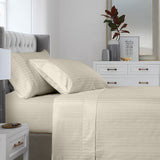 KENSINGTON 1200TC COTTON SHEET SET IN STRIPE-QUEEN - SAND