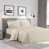 KENSINGTON 1200TC COTTON SHEET SET IN STRIPE-QUEEN - SAND - Front View