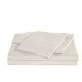 KENSINGTON 1200TC COTTON SHEET SET IN STRIPE-QUEEN - SAND - Rear View