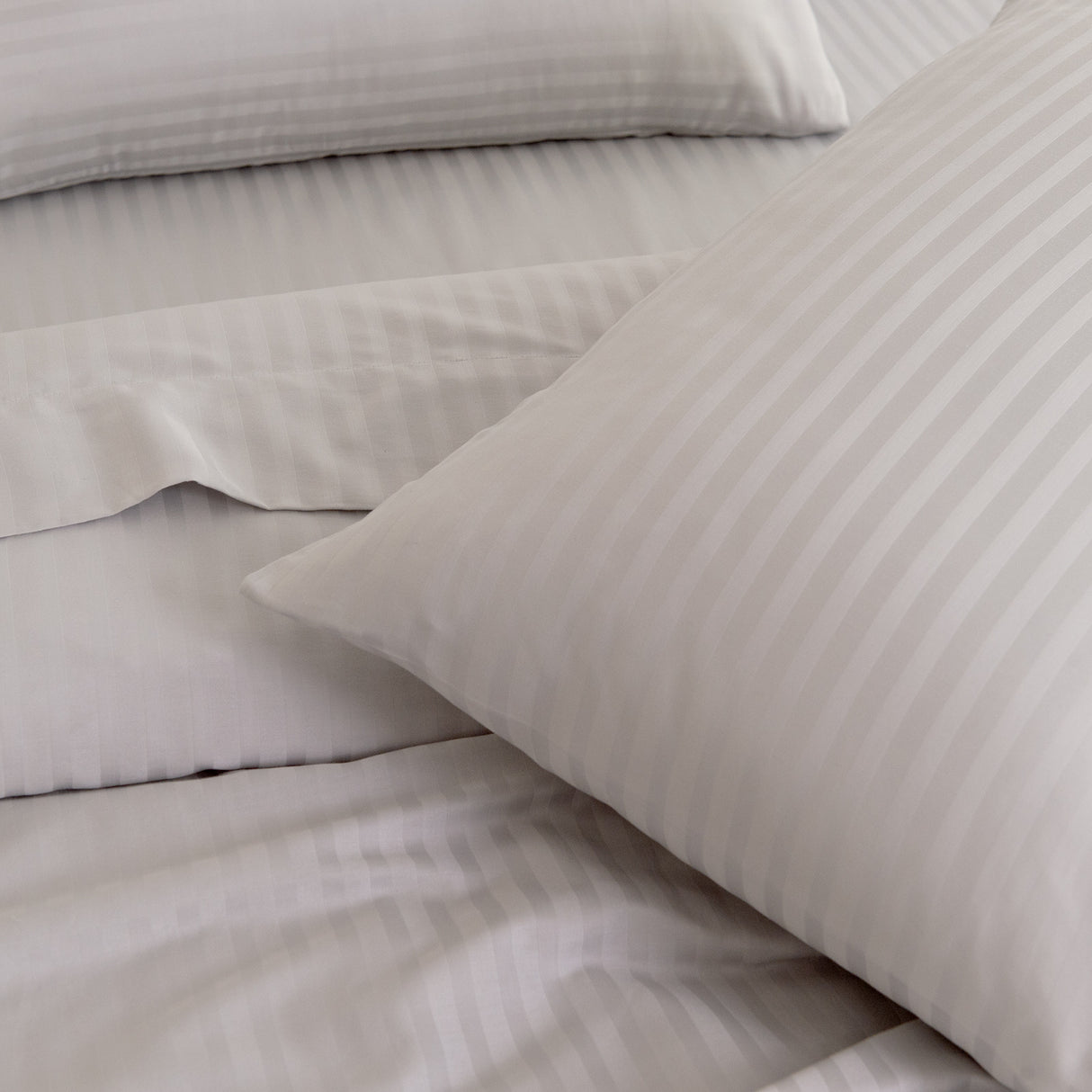 KENSINGTON 1200TC COTTON SHEET SET IN STRIPE-QUEEN - SILVER (GREY)-1951134850631208963