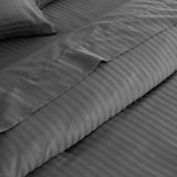 KENSINGTON 1200TC COTTON SHEET SET IN STRIPE-QUEEN - CHARCOAL - Front View