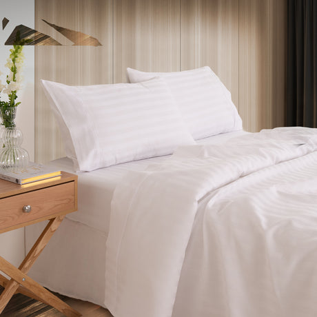 KENSINGTON 1200TC COTTON SHEET SET IN STRIPE-KING - WHITE-1951134850996113408