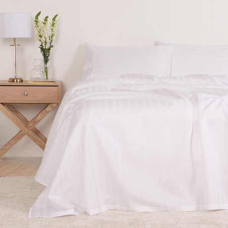 KENSINGTON 1200TC COTTON SHEET SET IN STRIPE-KING - WHITE-1951134850996113409