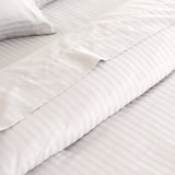 KENSINGTON 1200TC COTTON SHEET SET IN STRIPE-KING - WHITE - Front View