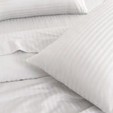 KENSINGTON 1200TC COTTON SHEET SET IN STRIPE-KING - WHITE - Side View