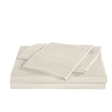 KENSINGTON 1200TC COTTON SHEET SET IN STRIPE-KING - SAND - Rear View