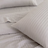 KENSINGTON 1200TC COTTON SHEET SET IN STRIPE- DOUBLE - SILVER (GREY) - Front View