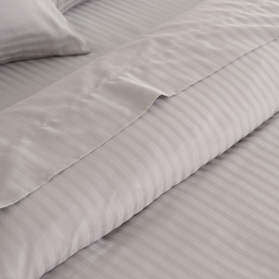 KENSINGTON 1200TC COTTON SHEET SET IN STRIPE- DOUBLE - SILVER (GREY)-1951134851369406467