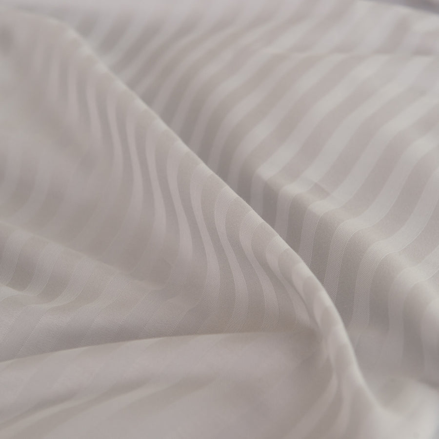 KENSINGTON 1200TC COTTON SHEET SET IN STRIPE- DOUBLE - SILVER (GREY)-1951134851369406470