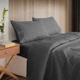 KENSINGTON 1200TC COTTON SHEET SET IN STRIPE-KING - CHARCOAL - Low Angle