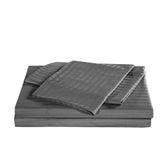 KENSINGTON 1200TC COTTON SHEET SET IN STRIPE-KING - CHARCOAL - Top-Down View