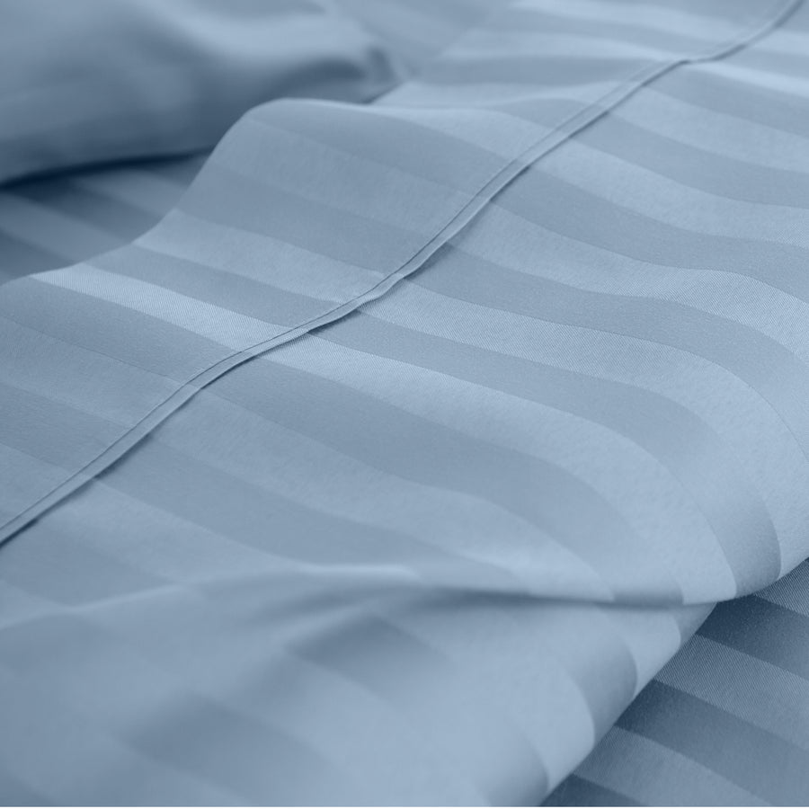 KENSINGTON 1200TC COTTON SHEET SET IN STRIPE-KING - CHAMBRAY (BLUE)-1951134851730116610