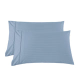 KENSINGTON 1200TC COTTON SHEET SET IN STRIPE-KING - CHAMBRAY (BLUE) - 45-Degree Angle