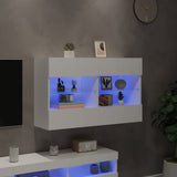 TV Wall Cabinet with LED Lights White 98.5x30x60.5 cm - Side View