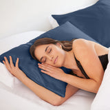 MULBERRY SILK PILLOW CASE TWIN PACK - SIZE: 51X76CM - NAVY - Front View