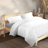 Royal Comfort Blended Bamboo Quilt Cover Sets -White-Queen - Close-Up Angle