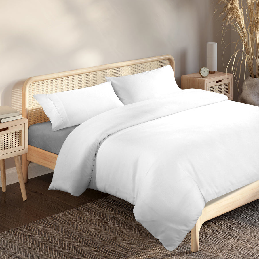 Royal Comfort Blended Bamboo Quilt Cover Sets -White-Queen-1951134819299758080