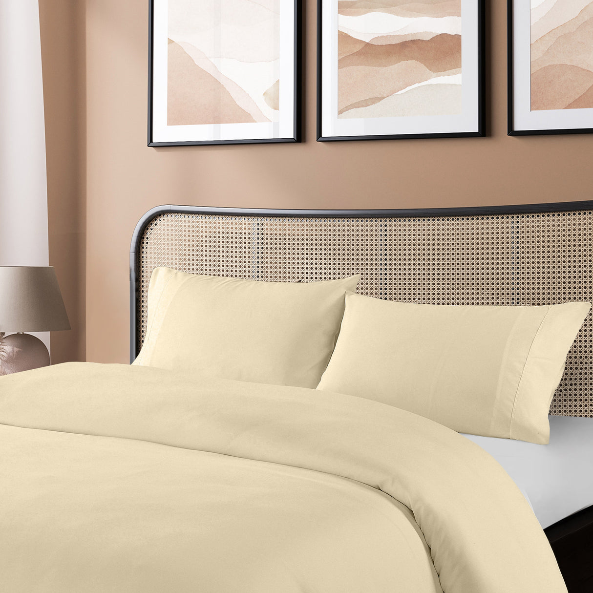 Royal Comfort Blended Bamboo Quilt Cover Sets -Dark Ivory-Queen-1951134819475918849