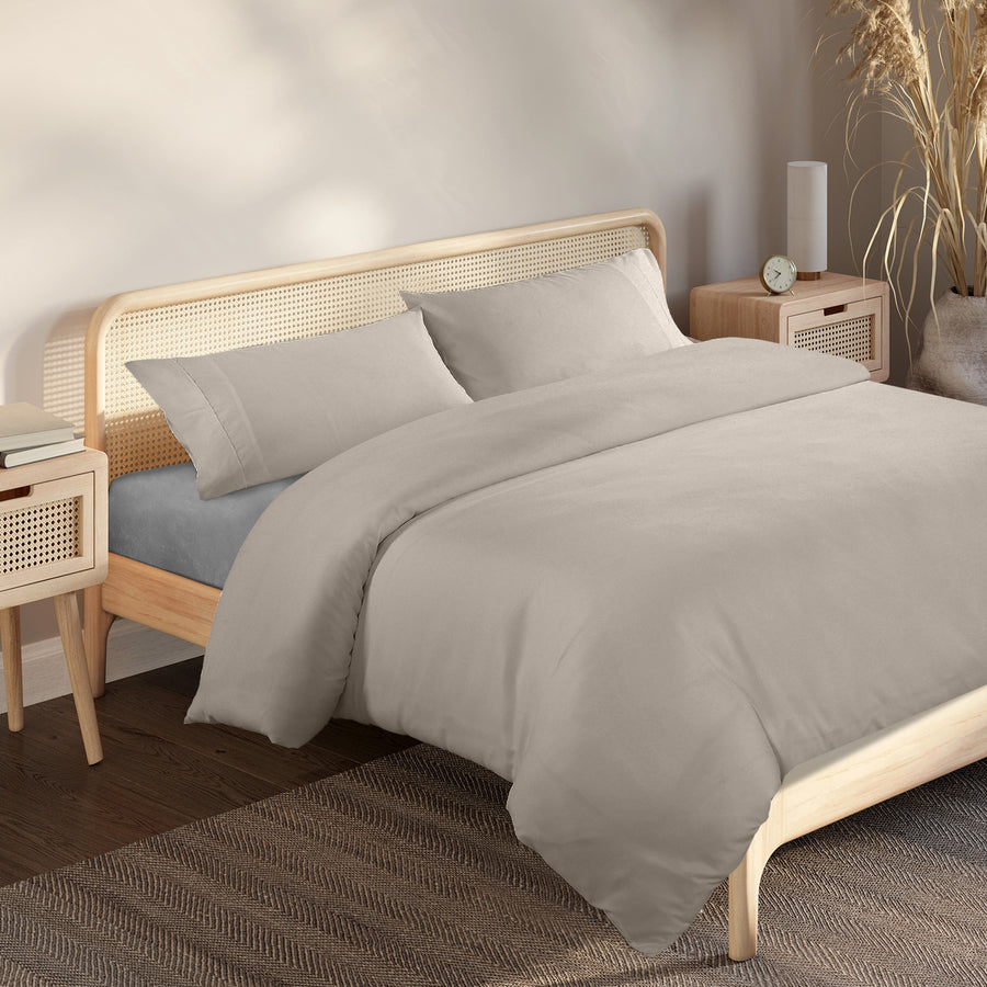 Royal Comfort Blended Bamboo Quilt Cover Sets -Warm Grey-King-1951134820591603712