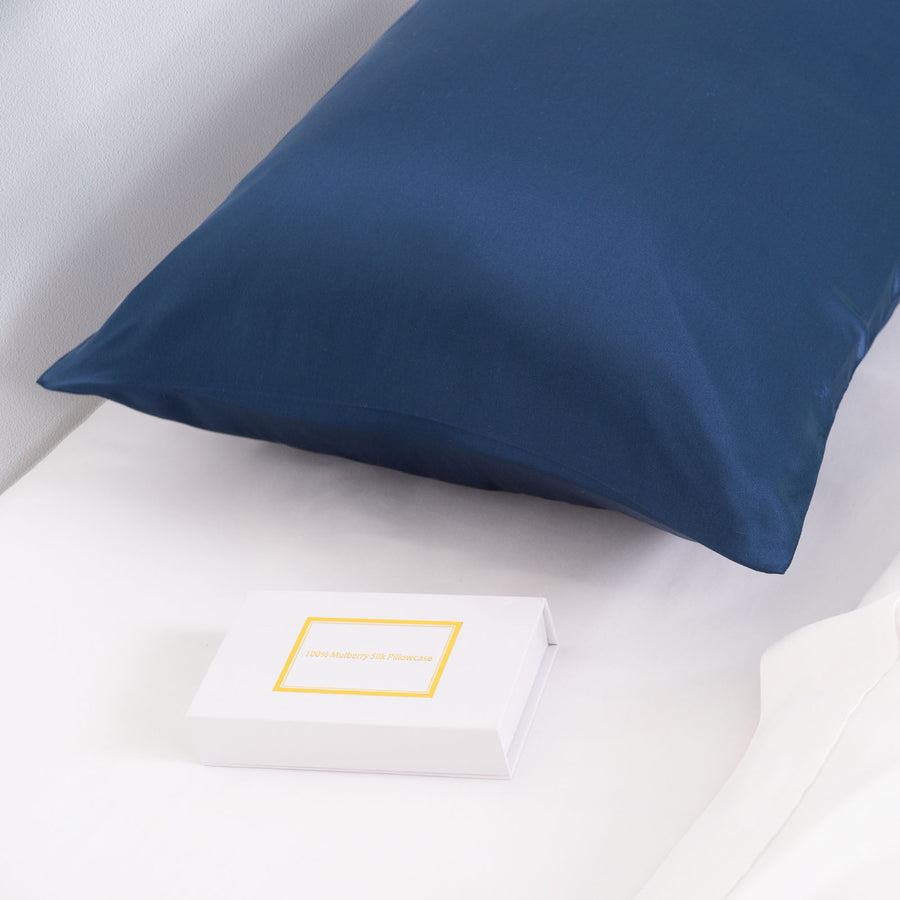 Pure Silk Pillow Case by Royal Comfort-Navy-1951134814337896450