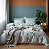 Royal Comfort 1000TC Cotton Blend Quilt Cover Sets Queen - Silver - Close-Up Angle