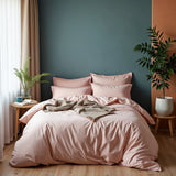 Royal Comfort 1000TC Cotton Blend Quilt Cover Sets King Blush - Close-Up Angle