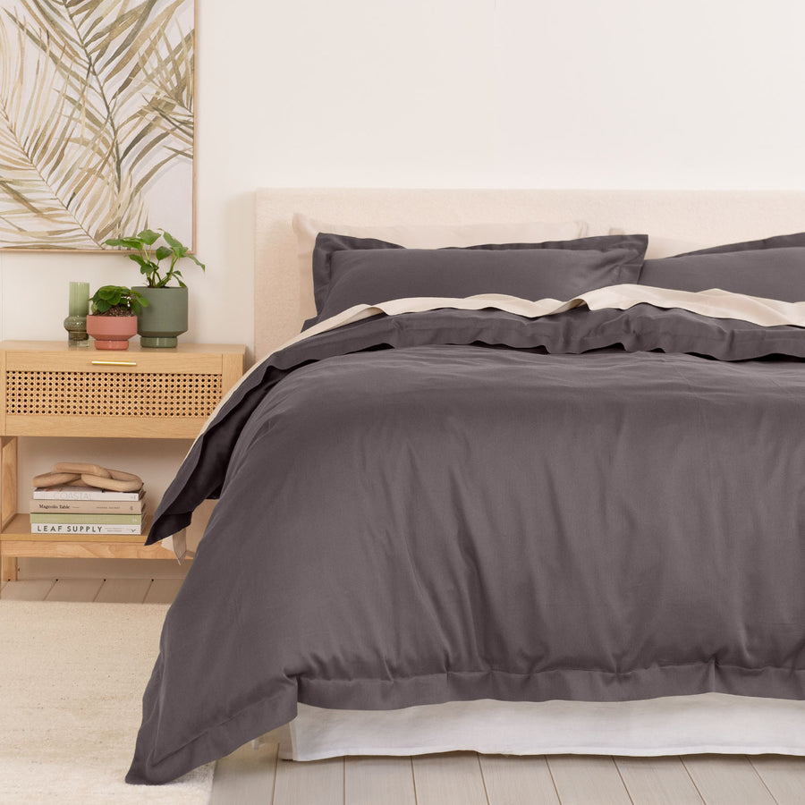 Royal Comfort - Balmain 1000TC Bamboo cotton Quilt Cover Sets (Queen) - Pewter-1951134823263375360