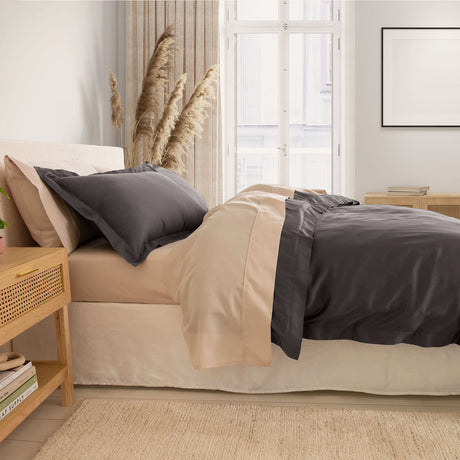 Royal Comfort - Balmain 1000TC Bamboo cotton Quilt Cover Sets (King) - Pewter-1951134824207093762