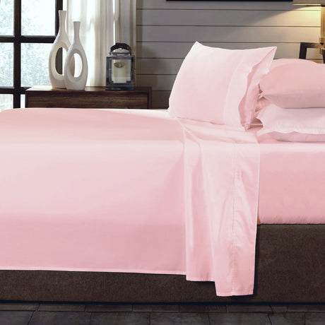 Royal Comfort - 250TC 100% Organic Cotton 4 Piece Sheet Set - King - Blush-1951134856708755456